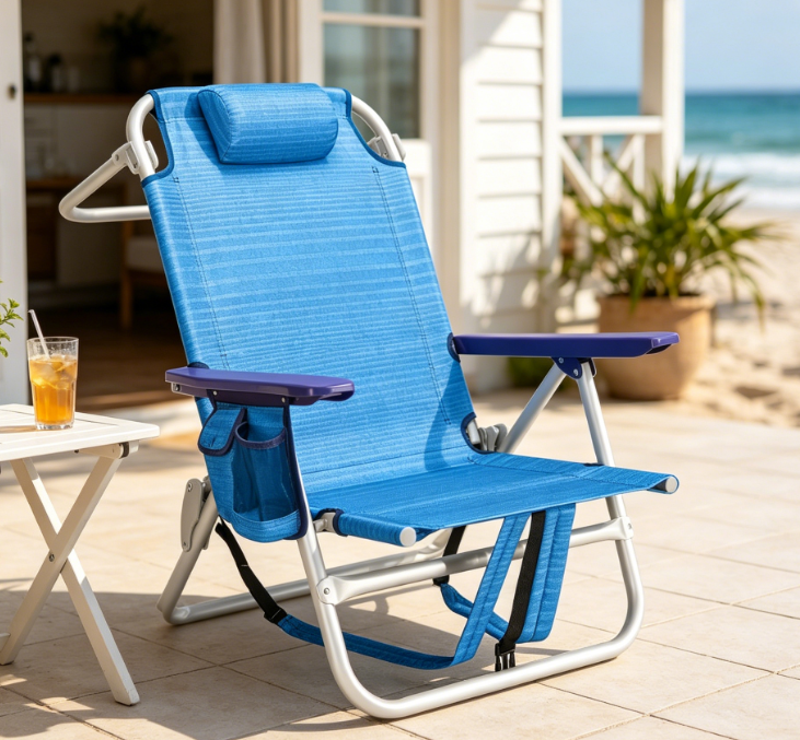 Heavy-Duty Folding Camping Recliner with Cup Holder and Storage Pocket - Image 2