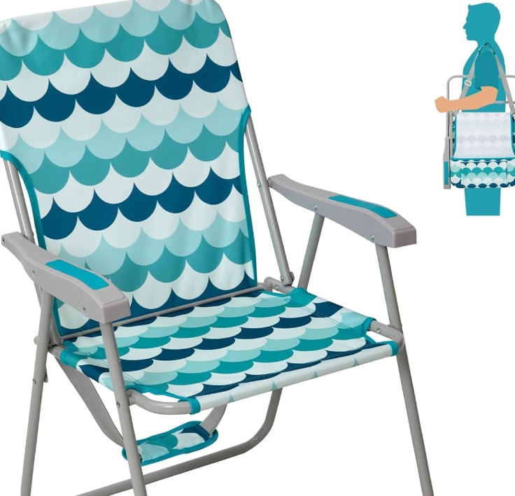 Lightweight Folding Chair with Shoulder Strap and Solid Armrests - Image 2