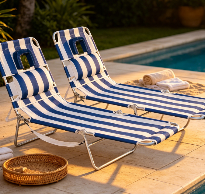 5-Position Adjustable Folding Beach Chair for Tanning (Face-Down) - Image 2