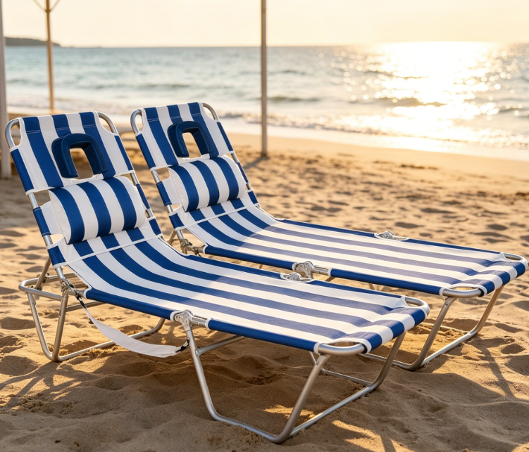 5-Position Adjustable Folding Beach Chair for Tanning (Face-Down)