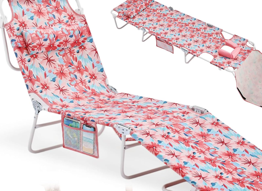 Sunbathing Lounger With Face Opening And Anti-Tip Design - Image 2