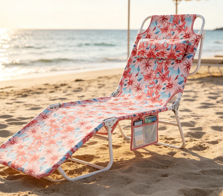 Sunbathing Lounger With Face Opening And Anti-Tip Design
