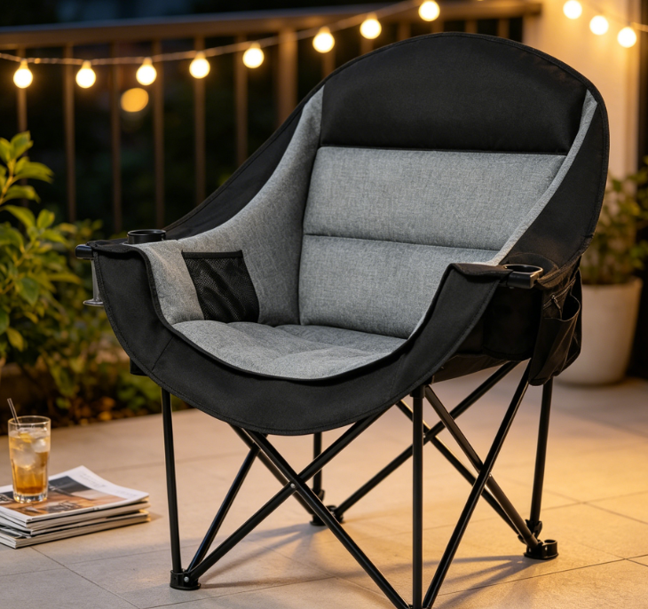 Oversized Heavy-Duty Outdoor Folding Chair with High Weight Capacity - Image 2