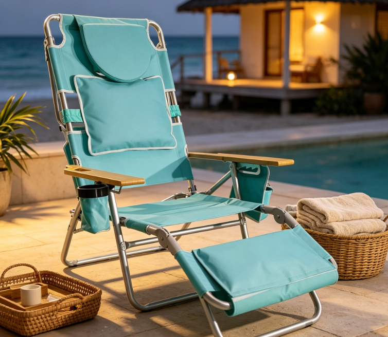 3-in-1 Lightweight Lawn Recliner with Footrest - Image 2
