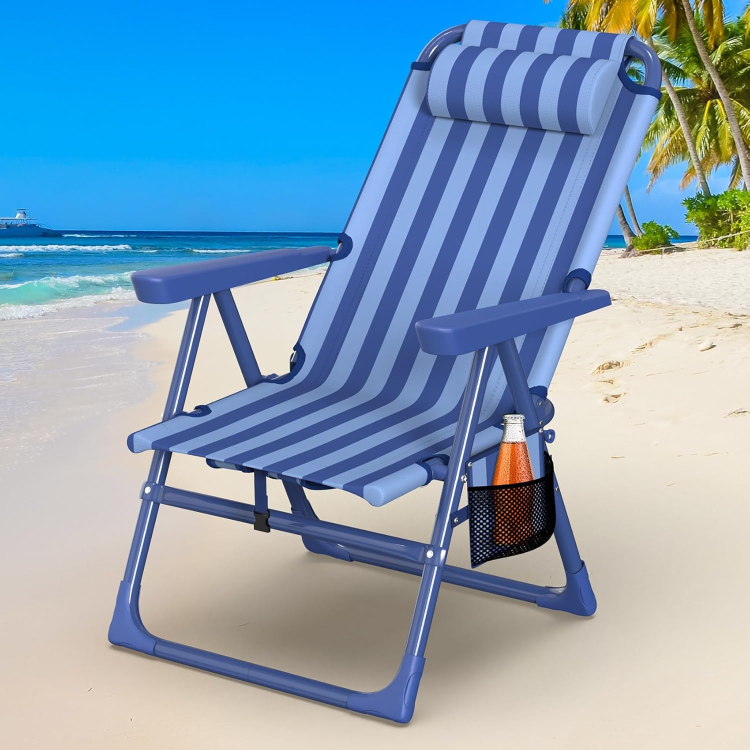 6-Position Folding Lounger With Cooler Bag And Cup Holder