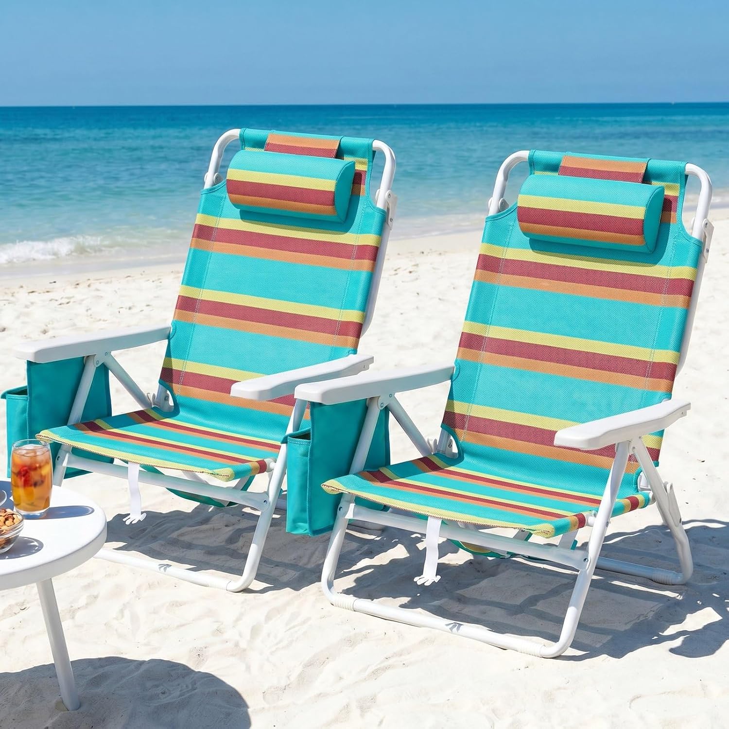 Low-Profile 5-Position Lay-Flat Chair With Headrest And Footrest